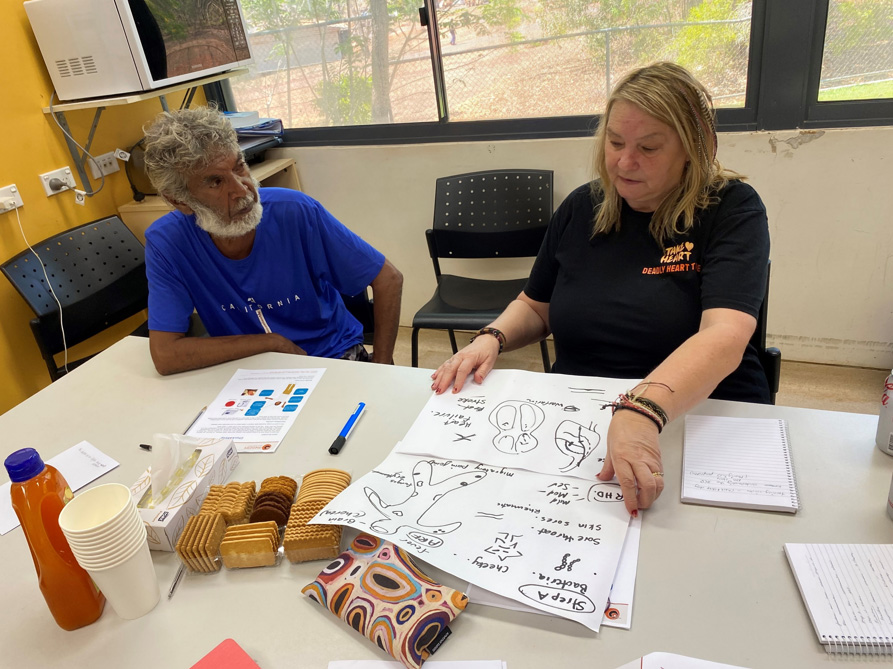 man and woman looking at strep a material