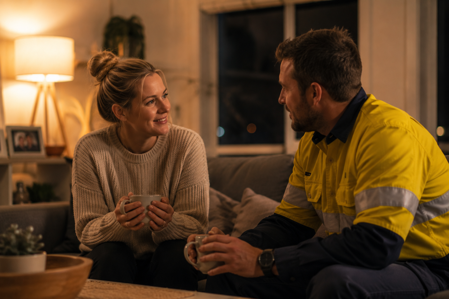man talking with woman