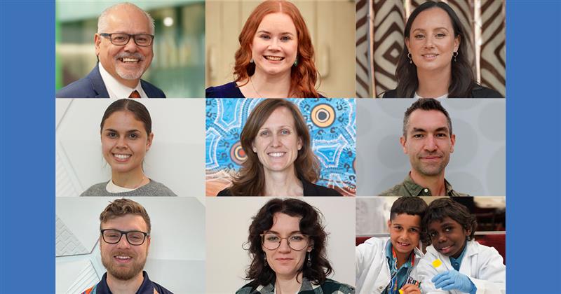 Associate Professor Glenn Pearson, Dr Jessica Buck, Professor Asha Bowen OAM, Professor Nick Golding, Mx Shakara Liddelow-Hunt, Ms Stephanie Enkel, Mr Michael Dymock, Ms Taleah Ugle, some children from the broome stem festival